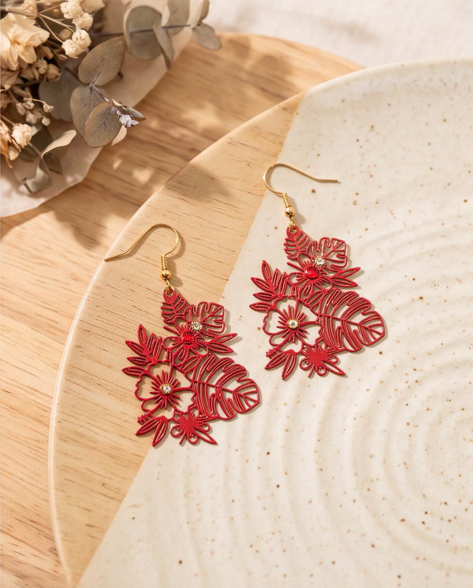 Metal Flower Earrings