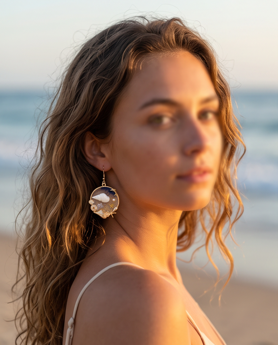 Blue sea shell Earrings