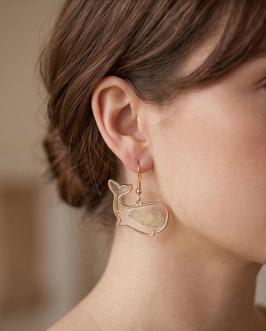 Whale flower resin Earrings