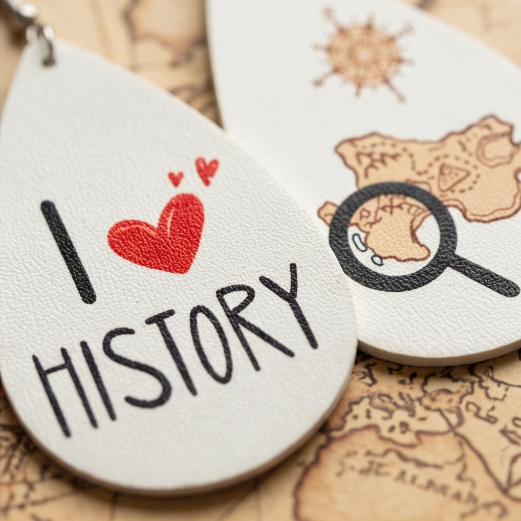 Hypoallergenic Stainless Steel I love History Earrings Australia