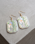Marble bird and bamboo Earrings