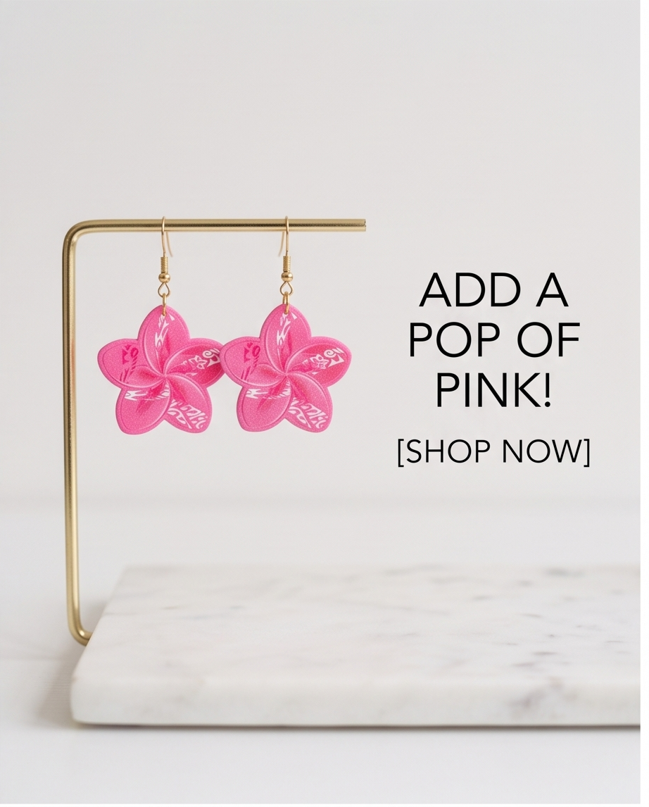 Pink Frangipani flower Earrings