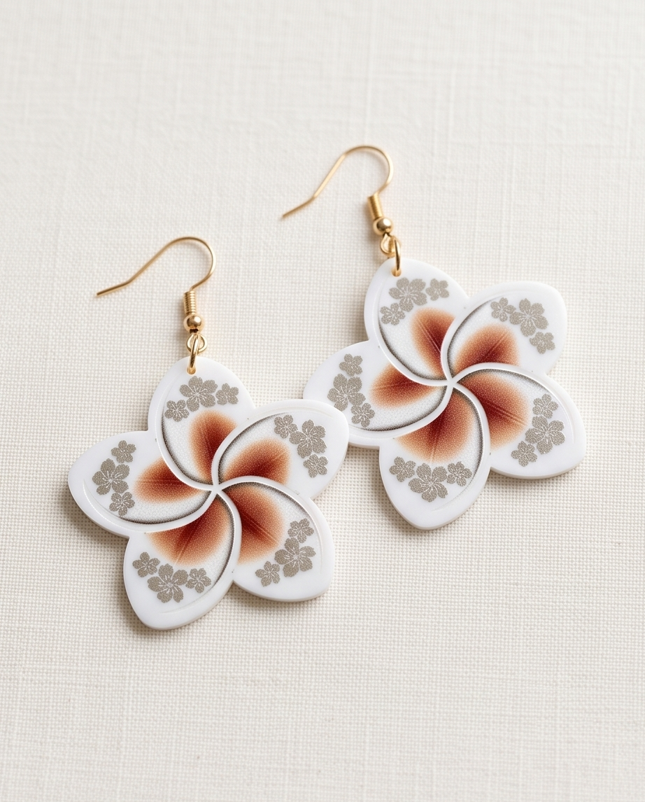 White Frangipani flower Earrings