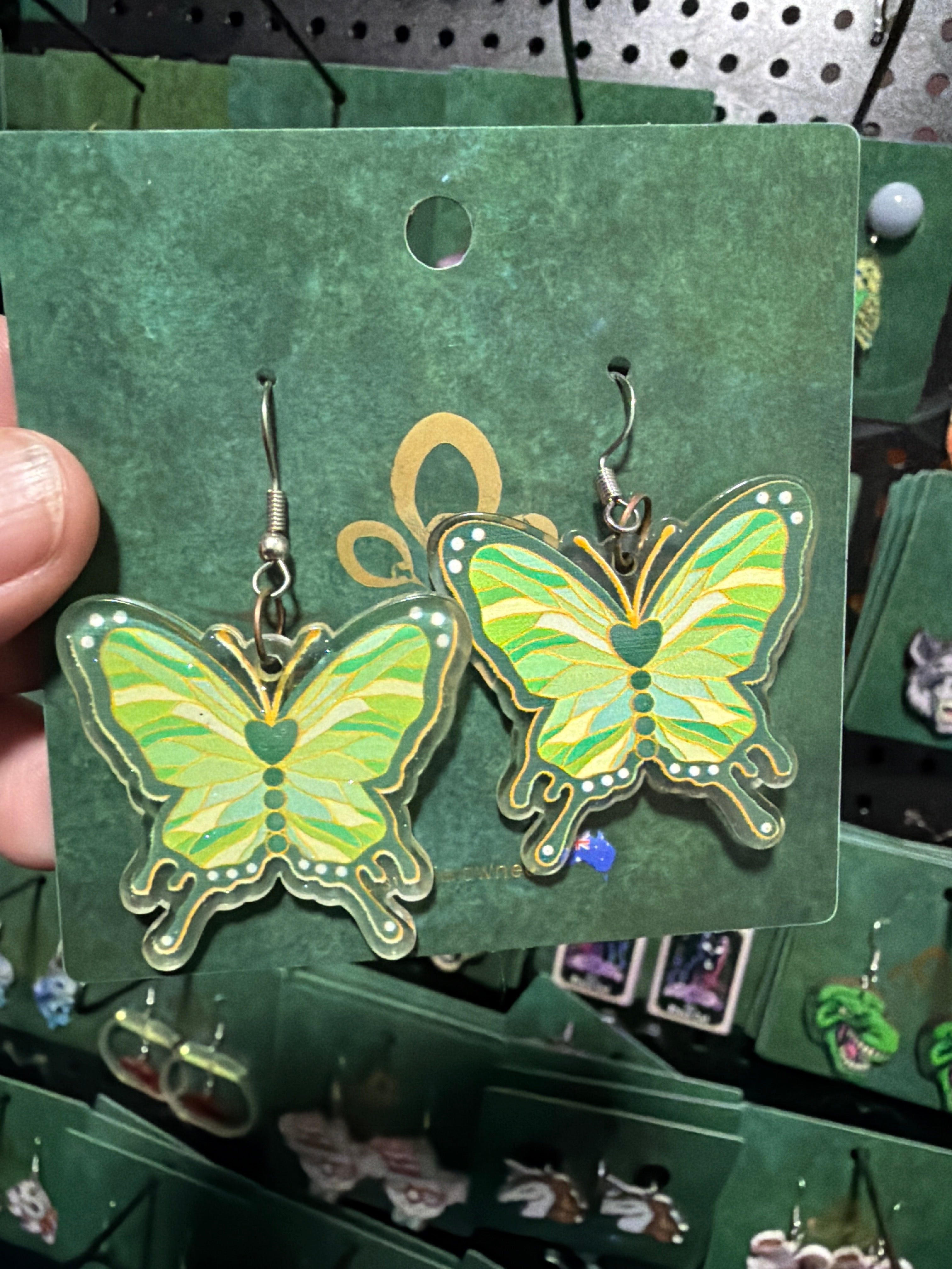 Stainless Steel Green Butterfly Earrings Australia