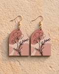 Wooden Rose Arch Earrings