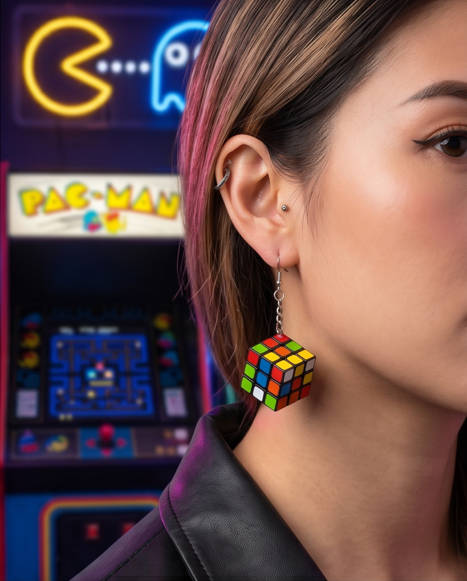 Stainless Steel Rubix Cube Earrings Australia