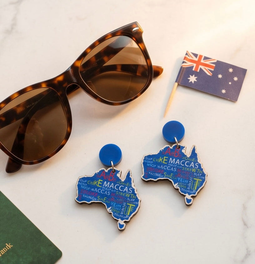 Hypoallergenic Stainless Steel Acrylic Australia Word Earrings Australia
