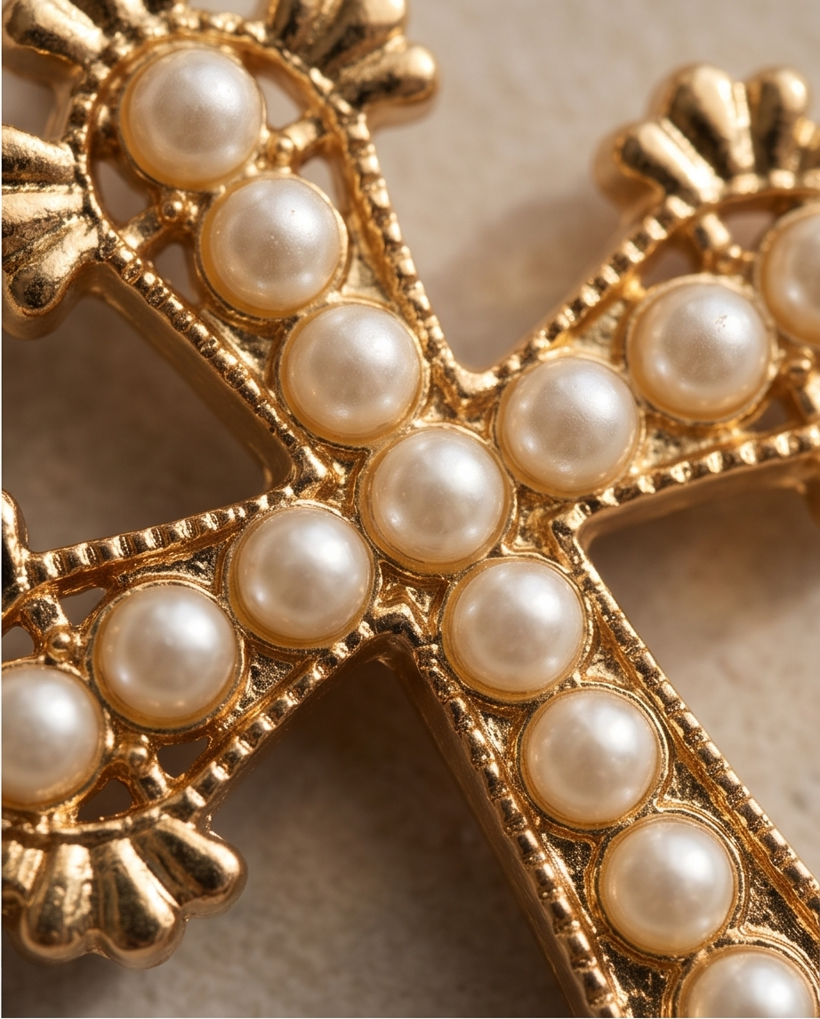 Cross and pearl Earrings