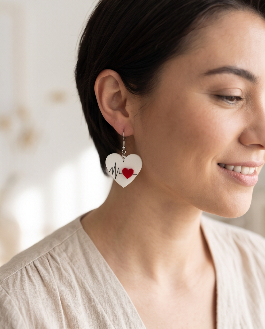 Hypoallergenic Stainless Steel Heart beat Earrings Australia