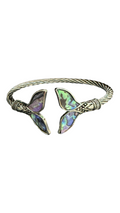 Stainless Steel & Opal Whales Tail Bangle