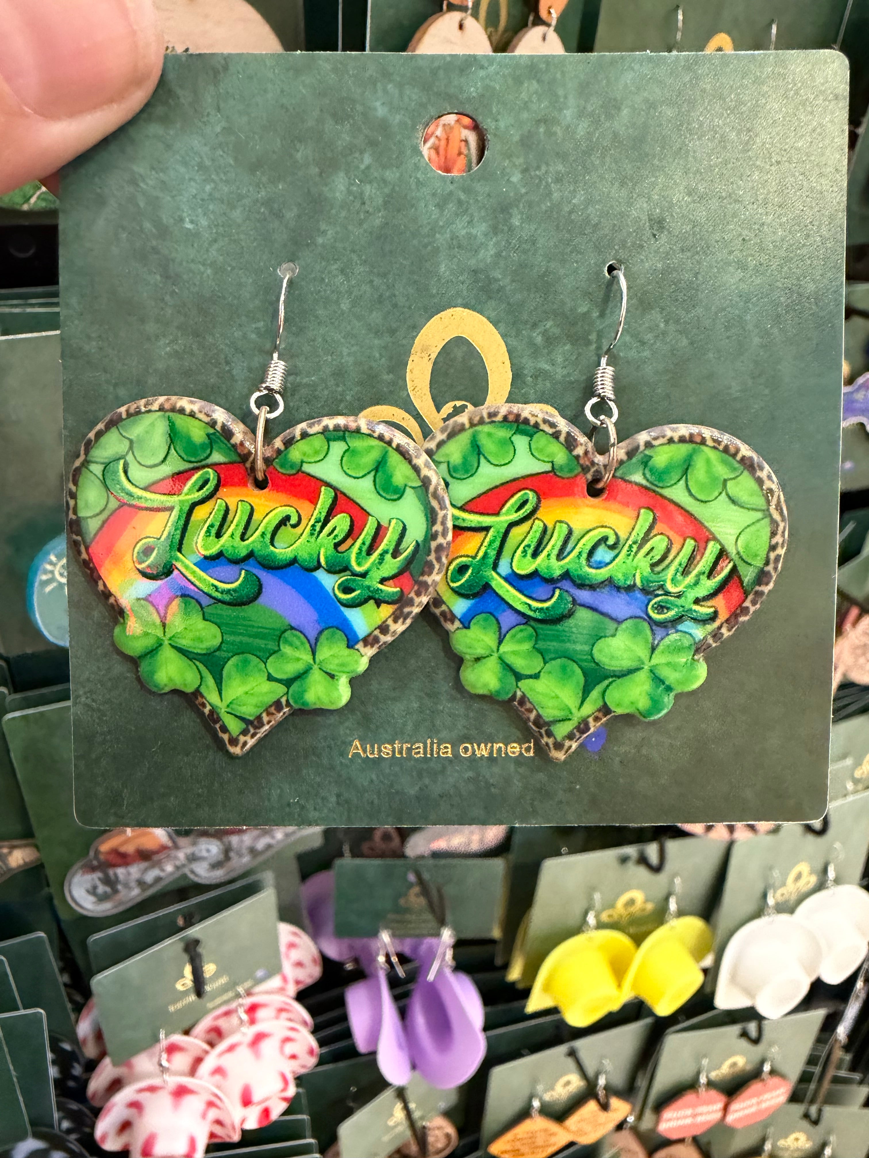 Stainless Steel Acrylic St Patrick’s Day Earrings Australia