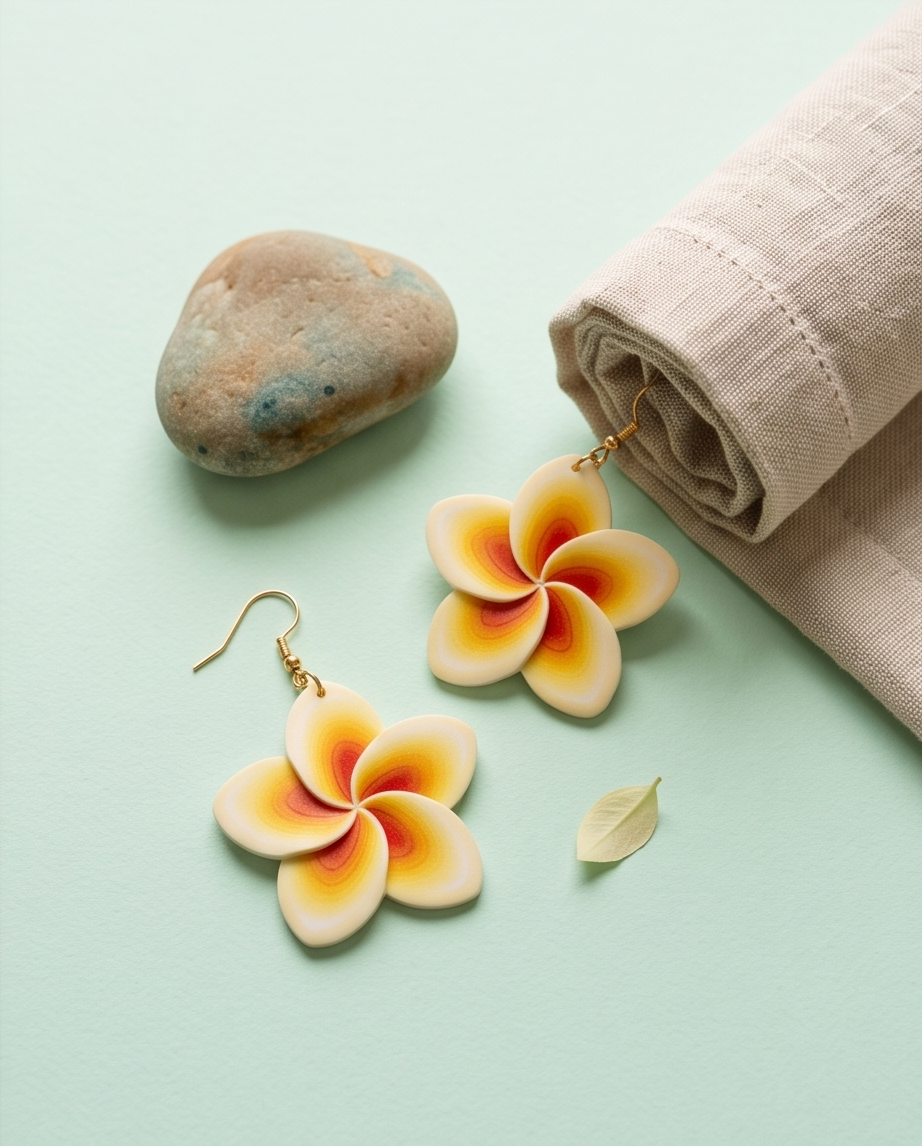Yellow Frangipani flower Earrings