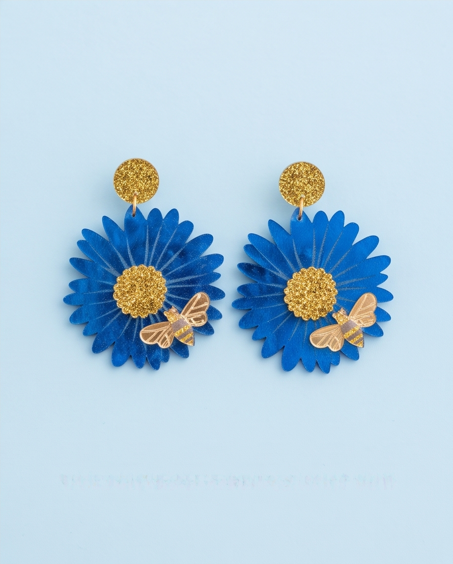 Flower and bee Earrings