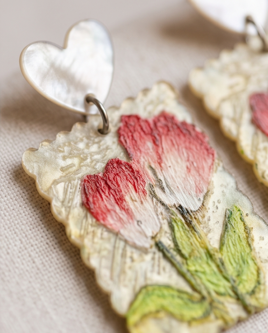Heart dangle rose Earrings