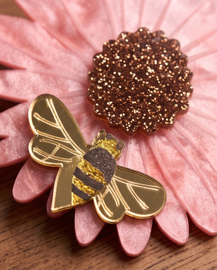 Flower and bee Earrings