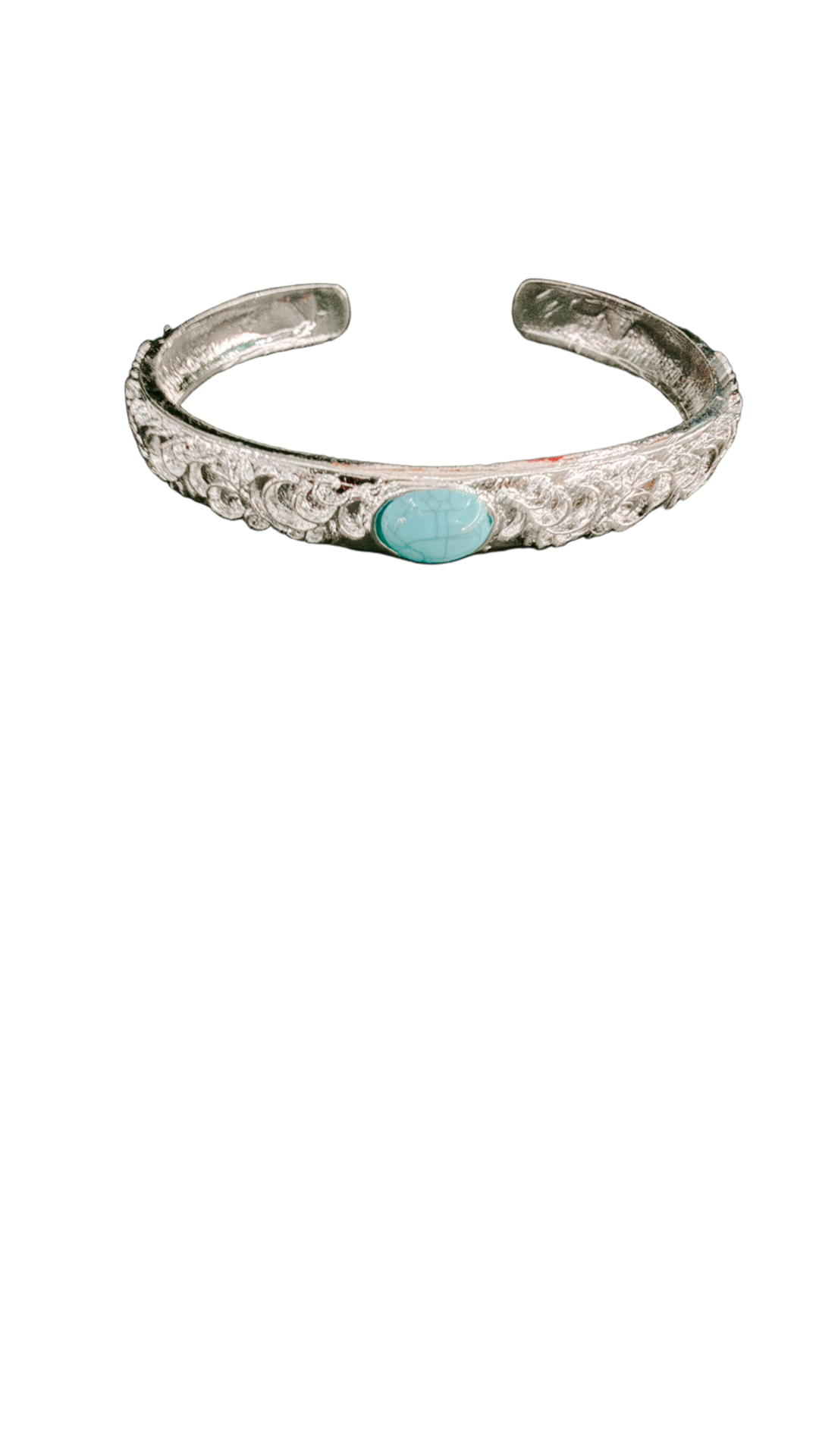 Stainless Steel Bright Silver Turquoise Bangle