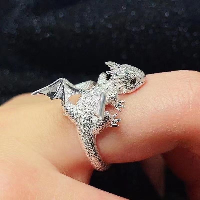 Stainless Steel Dragon Wrap Adjustable Ring | Gothic Fantasy Jewelry Australia