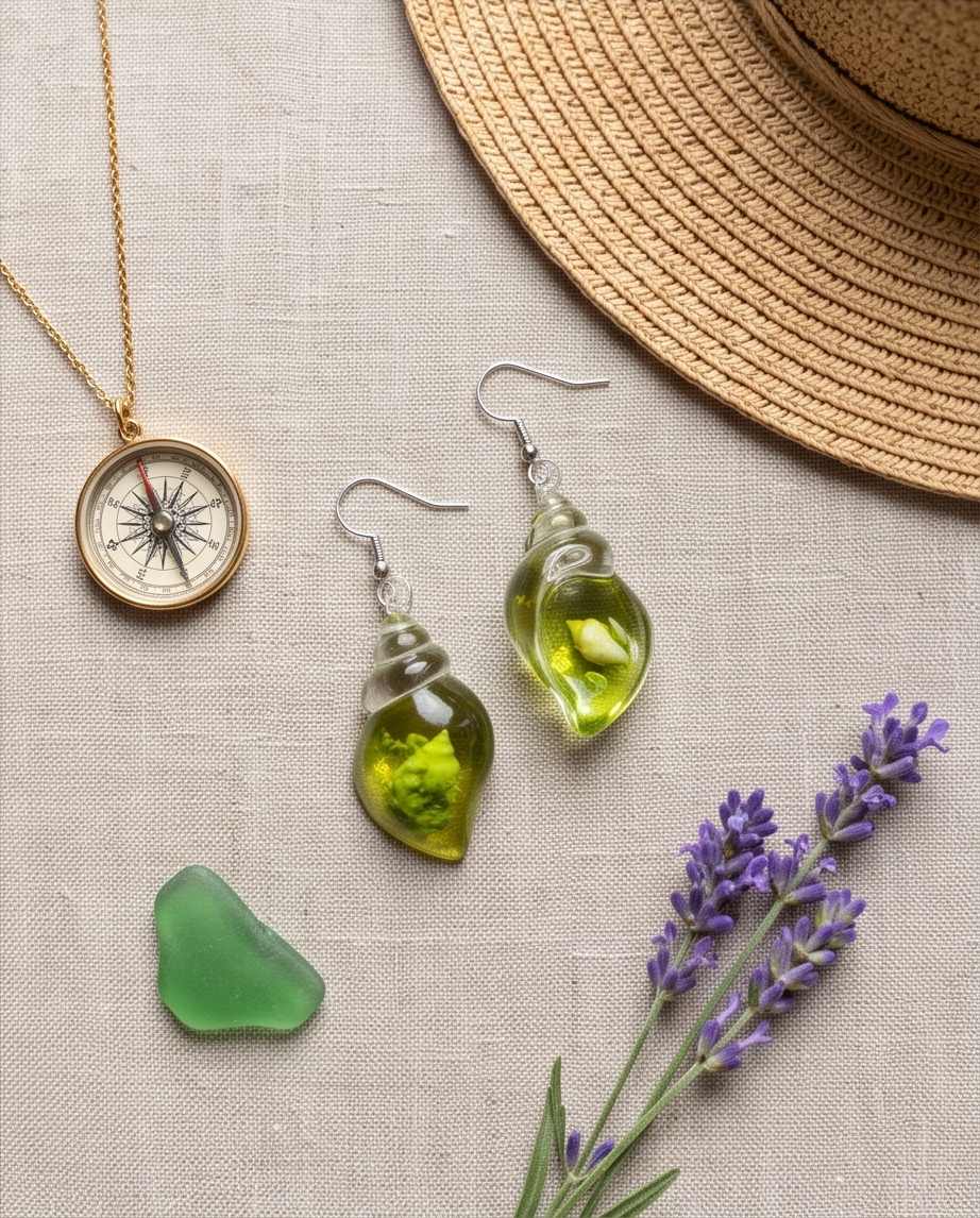 Green sea shell Earrings