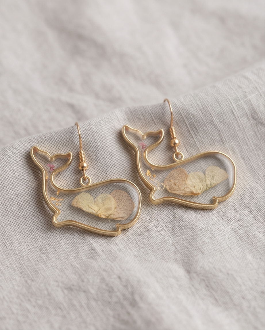 Whale flower resin Earrings