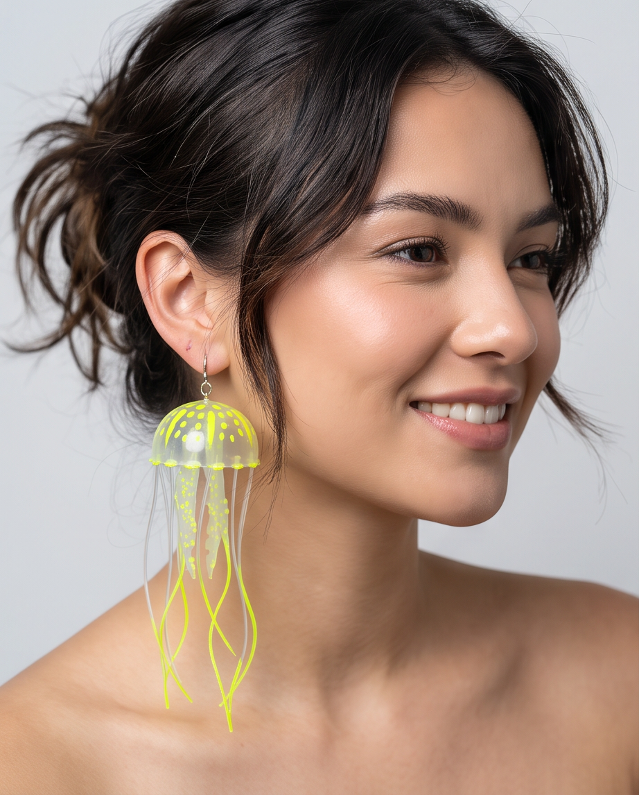 Large Rubber Jelly Fish Earrings