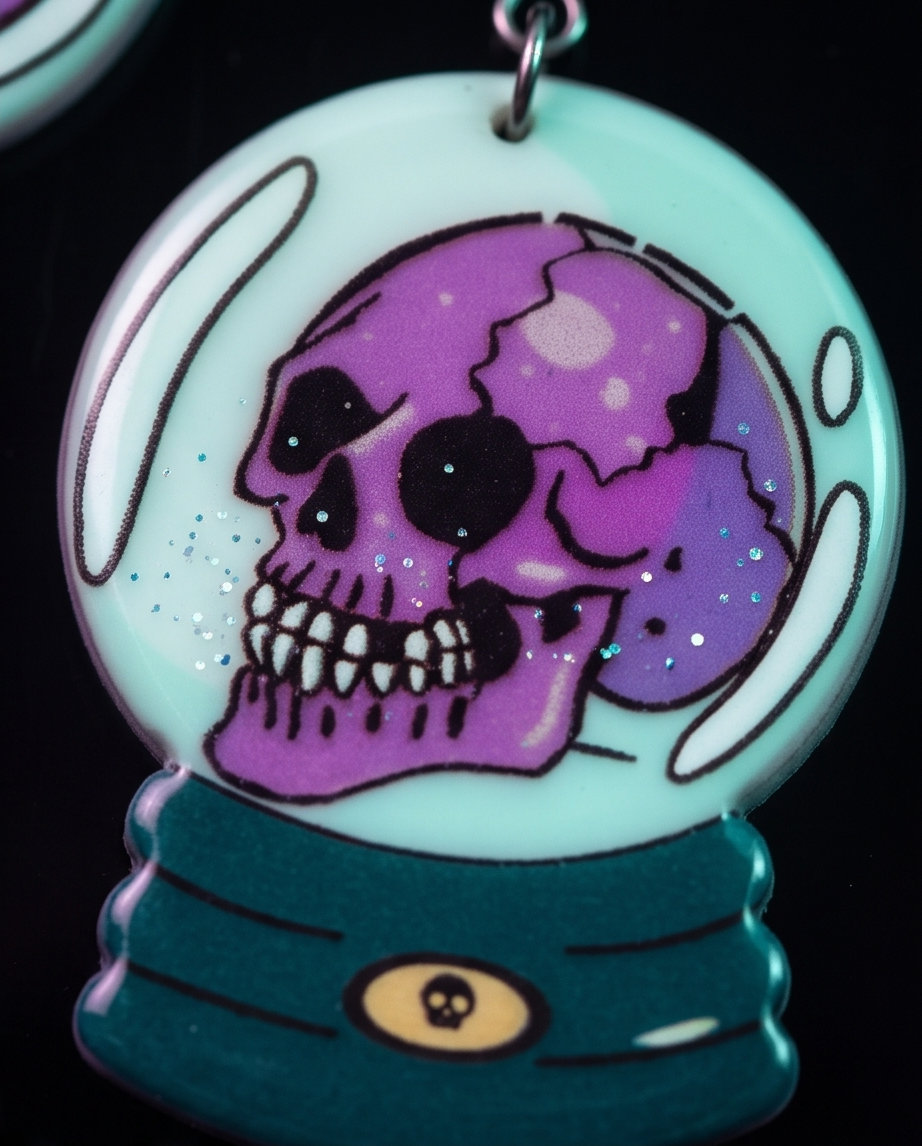 Skull crystal ball Earrings