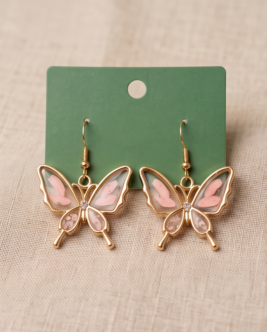 Butterfly flower resin Earrings