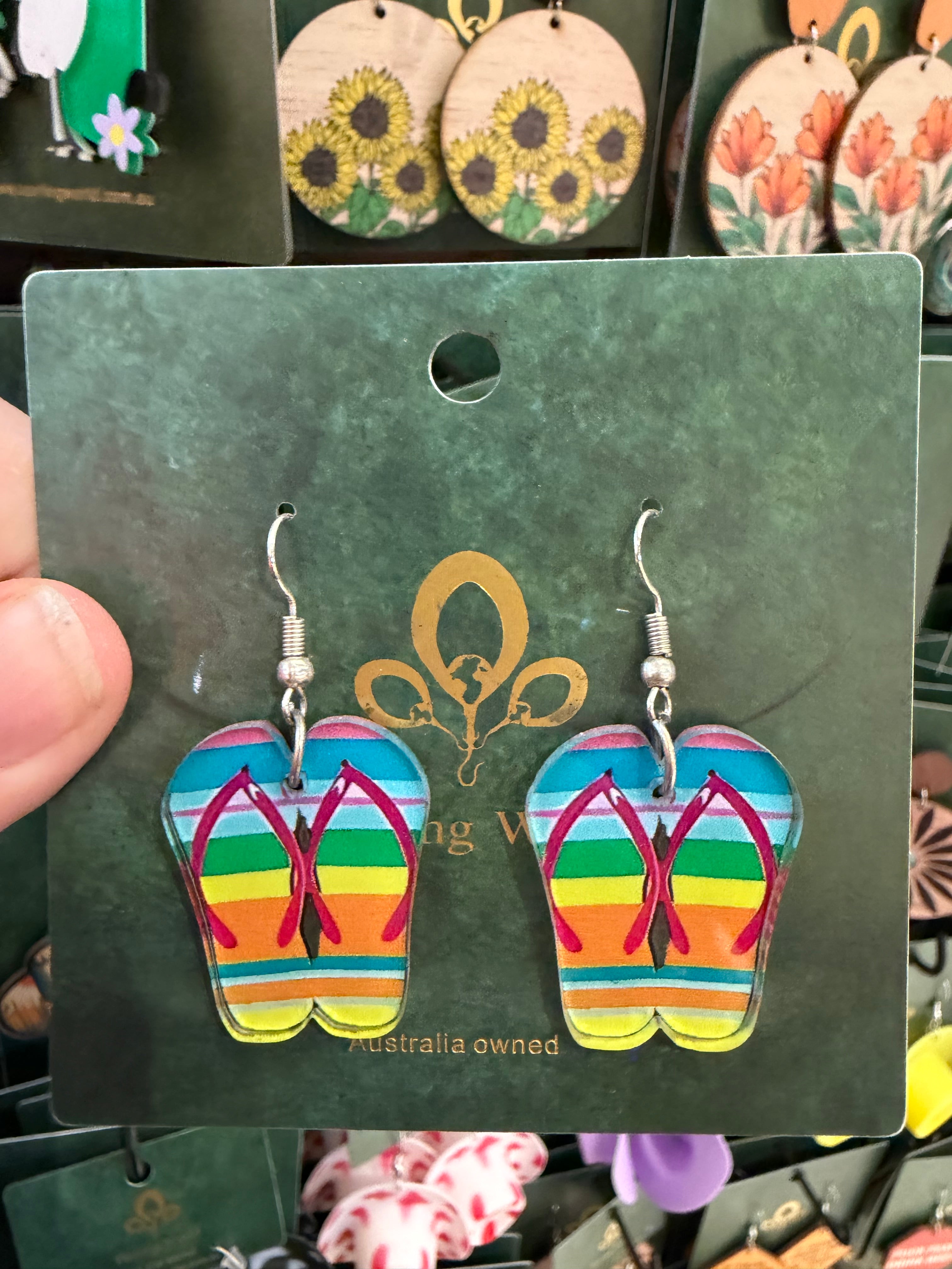 Stainless Steel Acrylic Thong/ Flip Flop Earrings Australia
