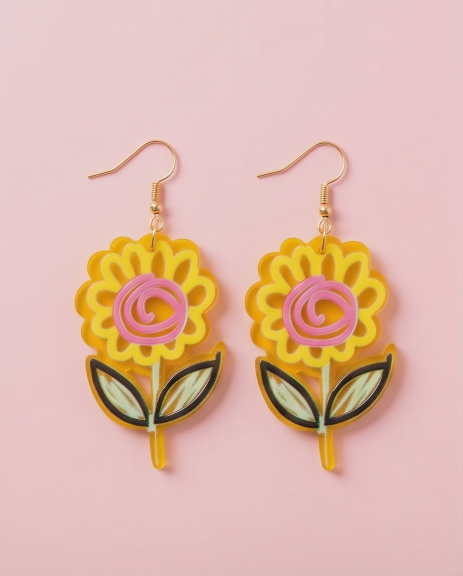 Yellow Flower Earrings