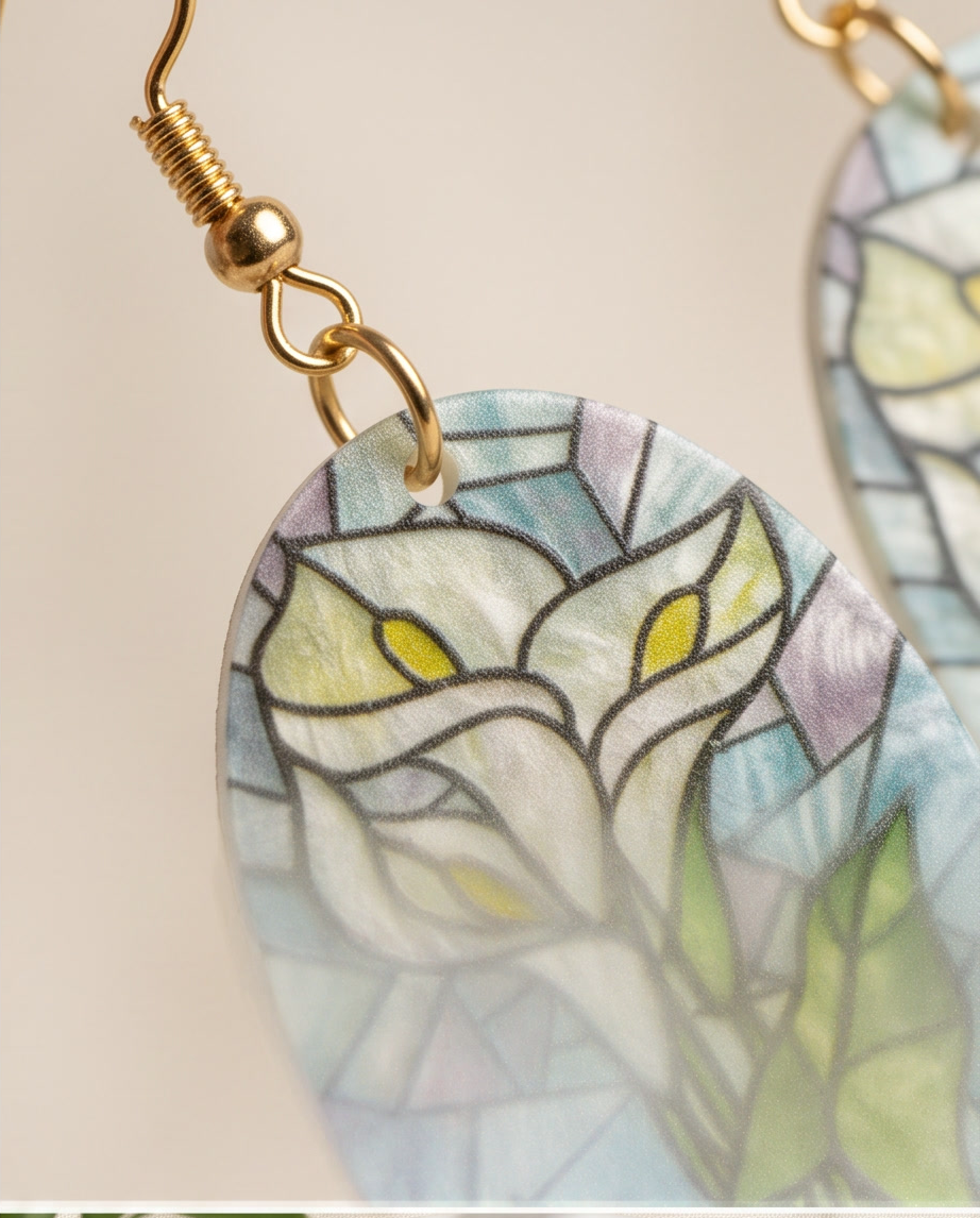 Stain glass Lily Earrings