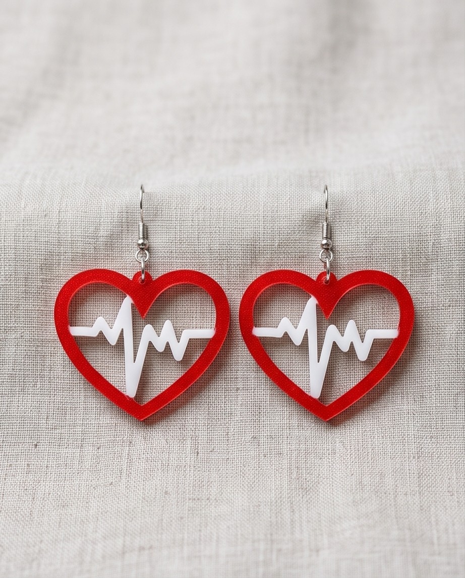 Hypoallergenic Stainless Steel Heart beat Earrings Australia