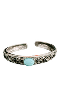 Stainless Steel Dark Silver Turquoise Bangle