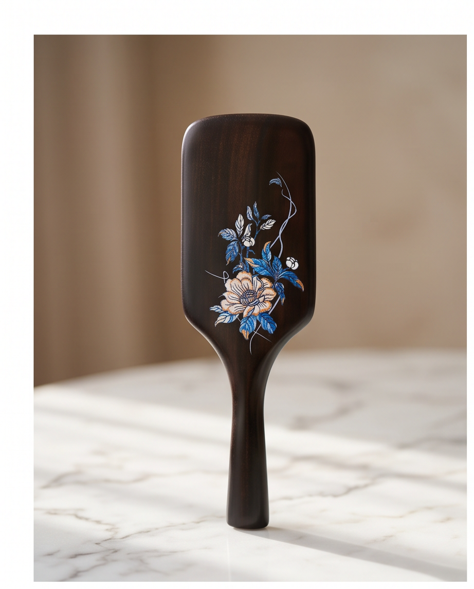 Sandalwood Blue and White Flower Brush Large