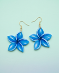 Blue Frangipani flower Earrings