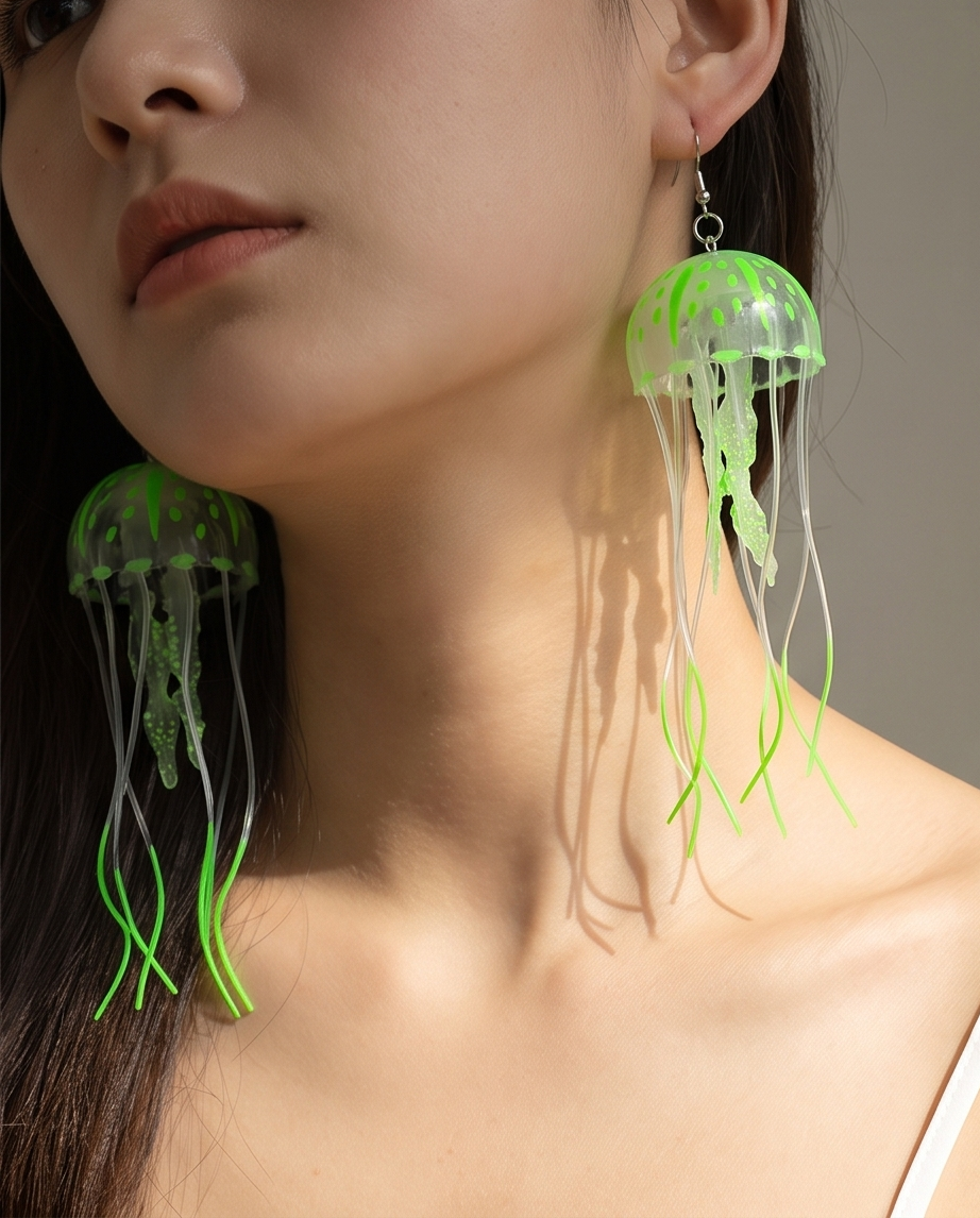 Large Rubber Jelly Fish Earrings