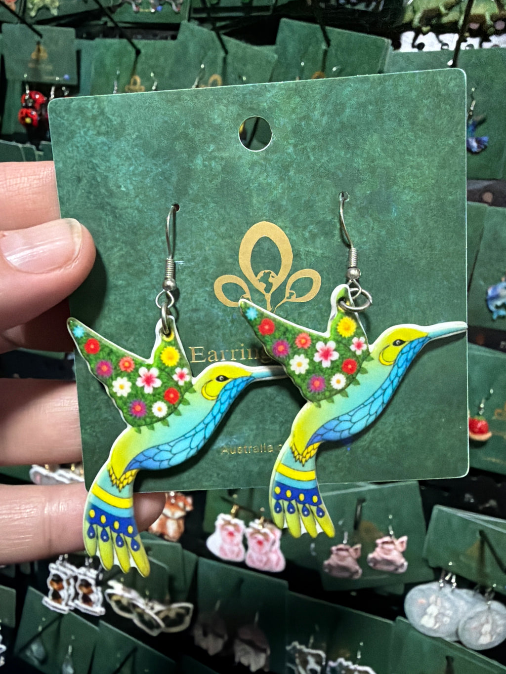 Flower Hummingbird Earrings