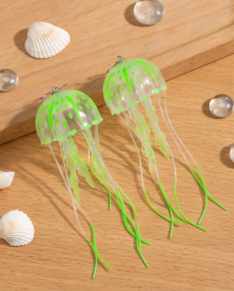 Large Rubber Jelly Fish Earrings
