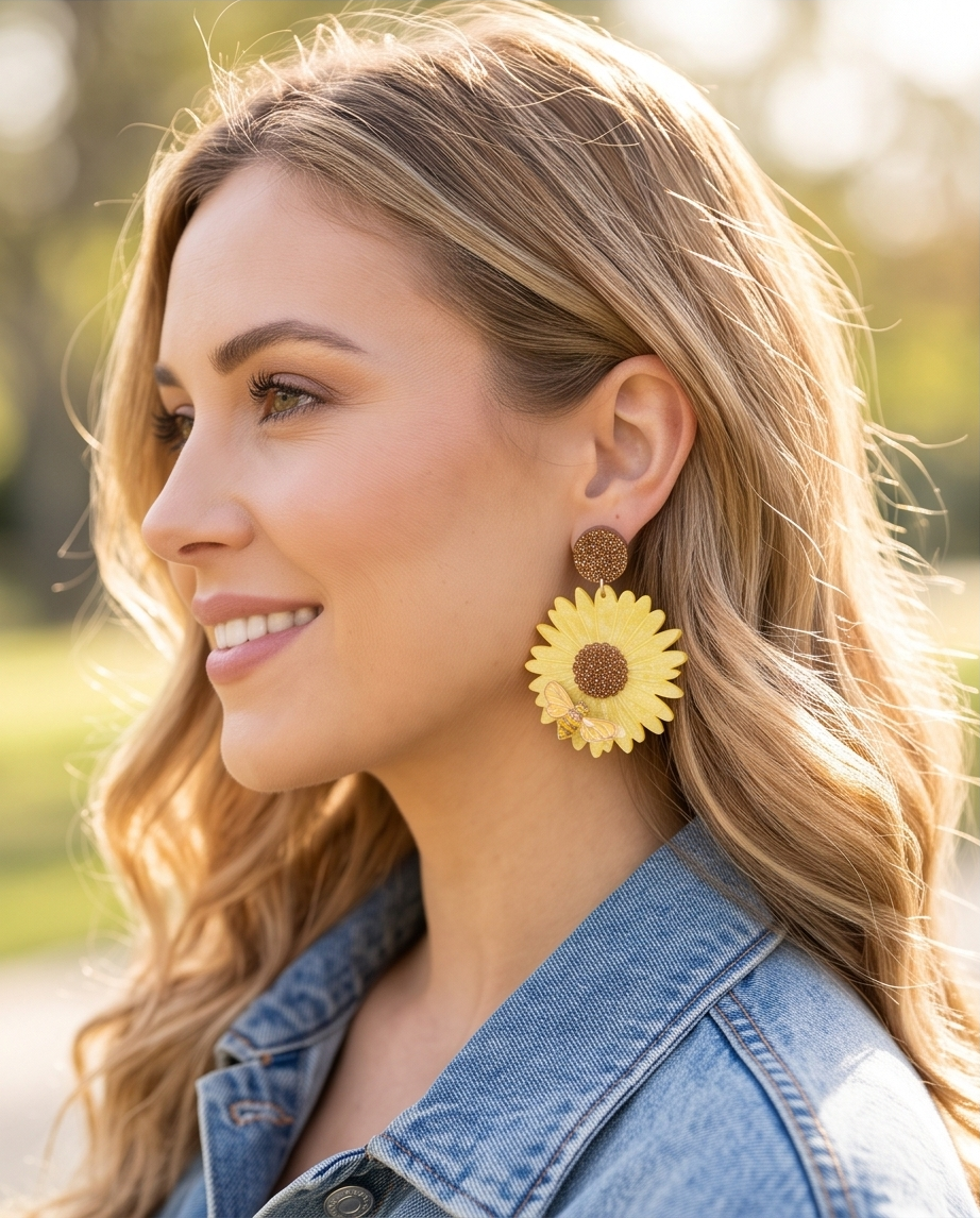 Flower and bee Earrings