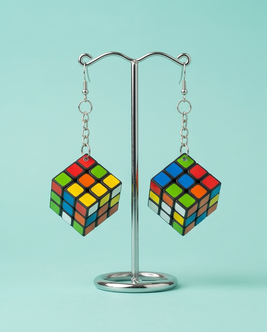 Stainless Steel Rubix Cube Earrings Australia