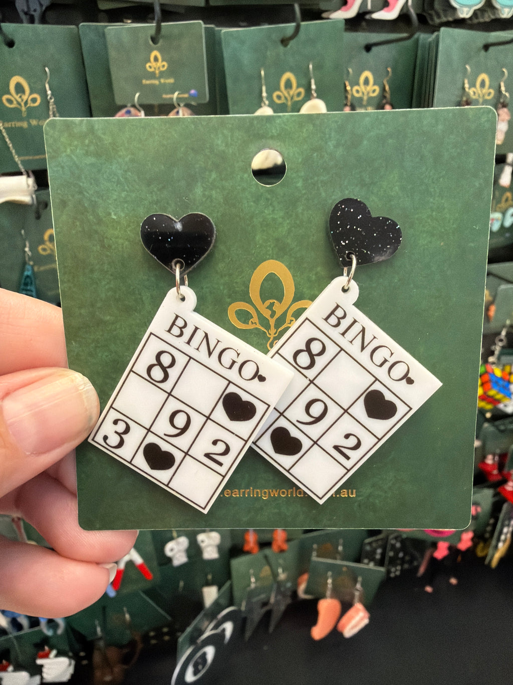Stainless Steel Bingo Card Earrings Australia
