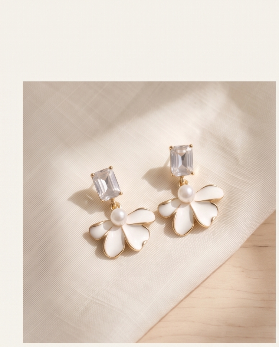 Flower drop and crystal Earrings