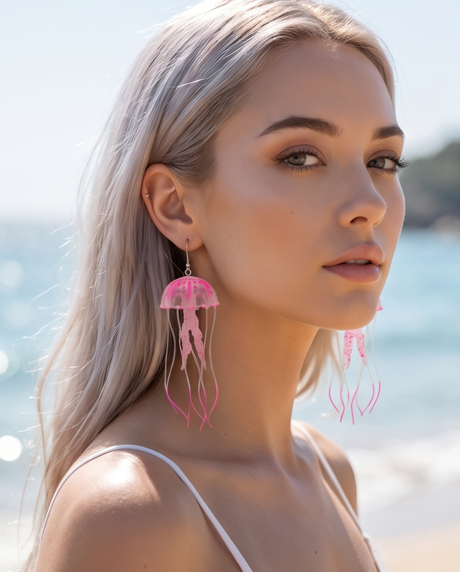 Large Rubber Jelly Fish Earrings