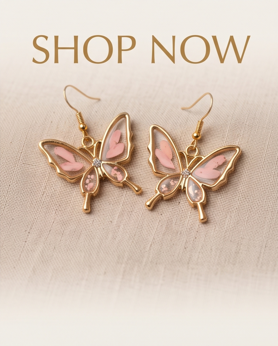 Butterfly flower resin Earrings