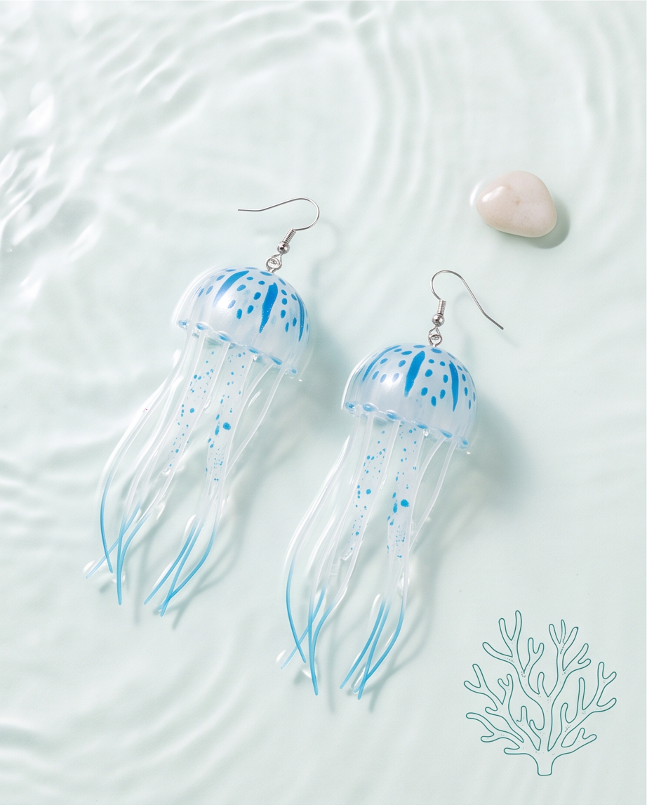Large Rubber Jelly Fish Earrings