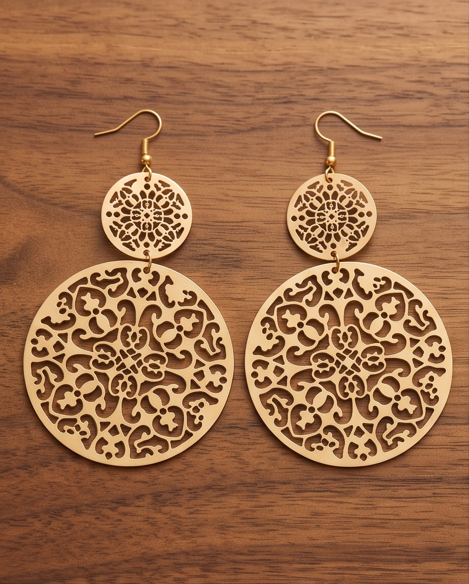 Large metal lattice Earrings