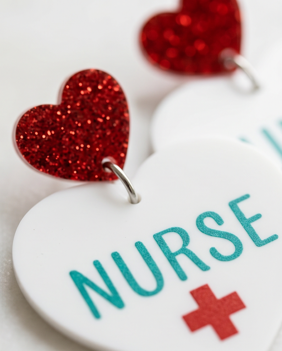 Hypoallergenic Stainless Steel Nurse Heart Earrings Australia