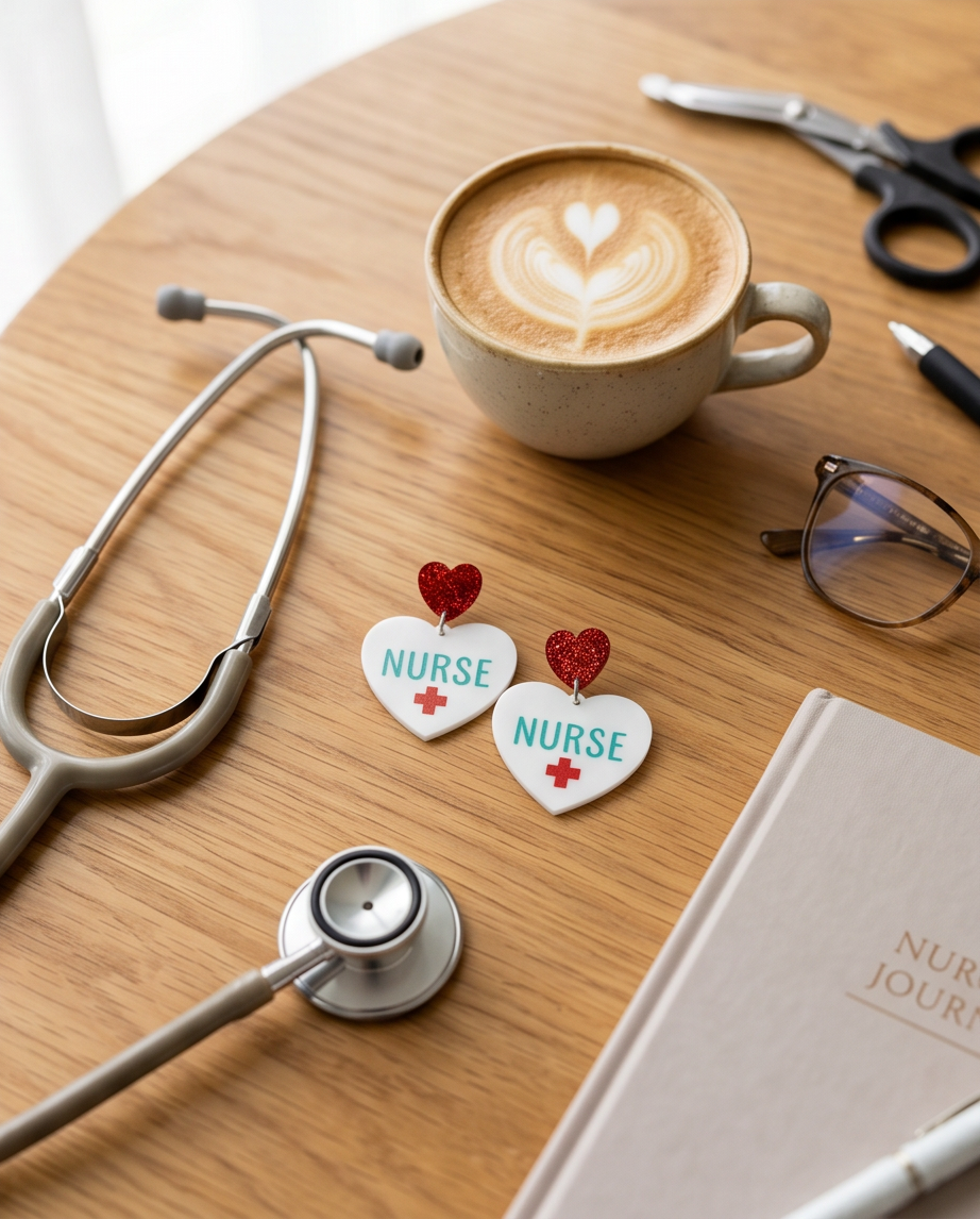 Stainless Steel Nurse Heart Earrings Australia