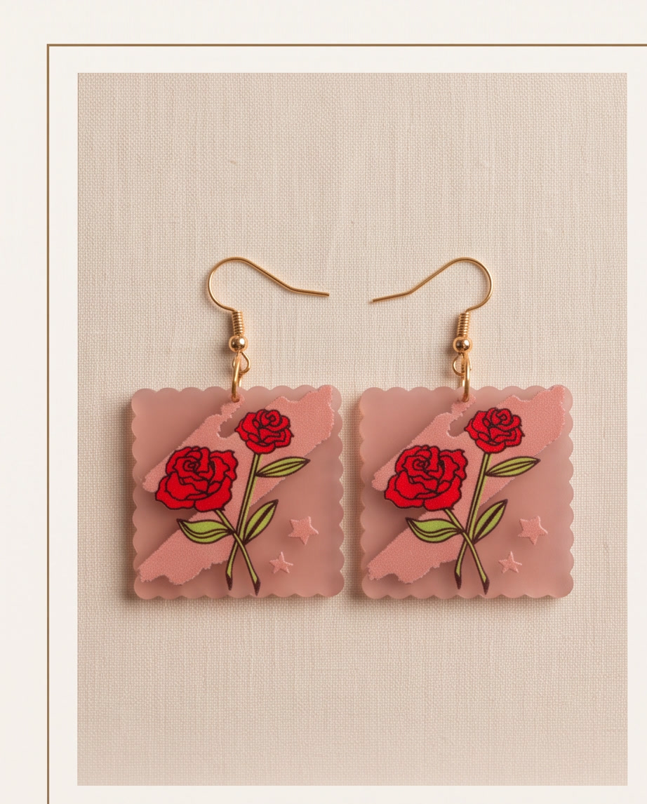Rose Square Earrings