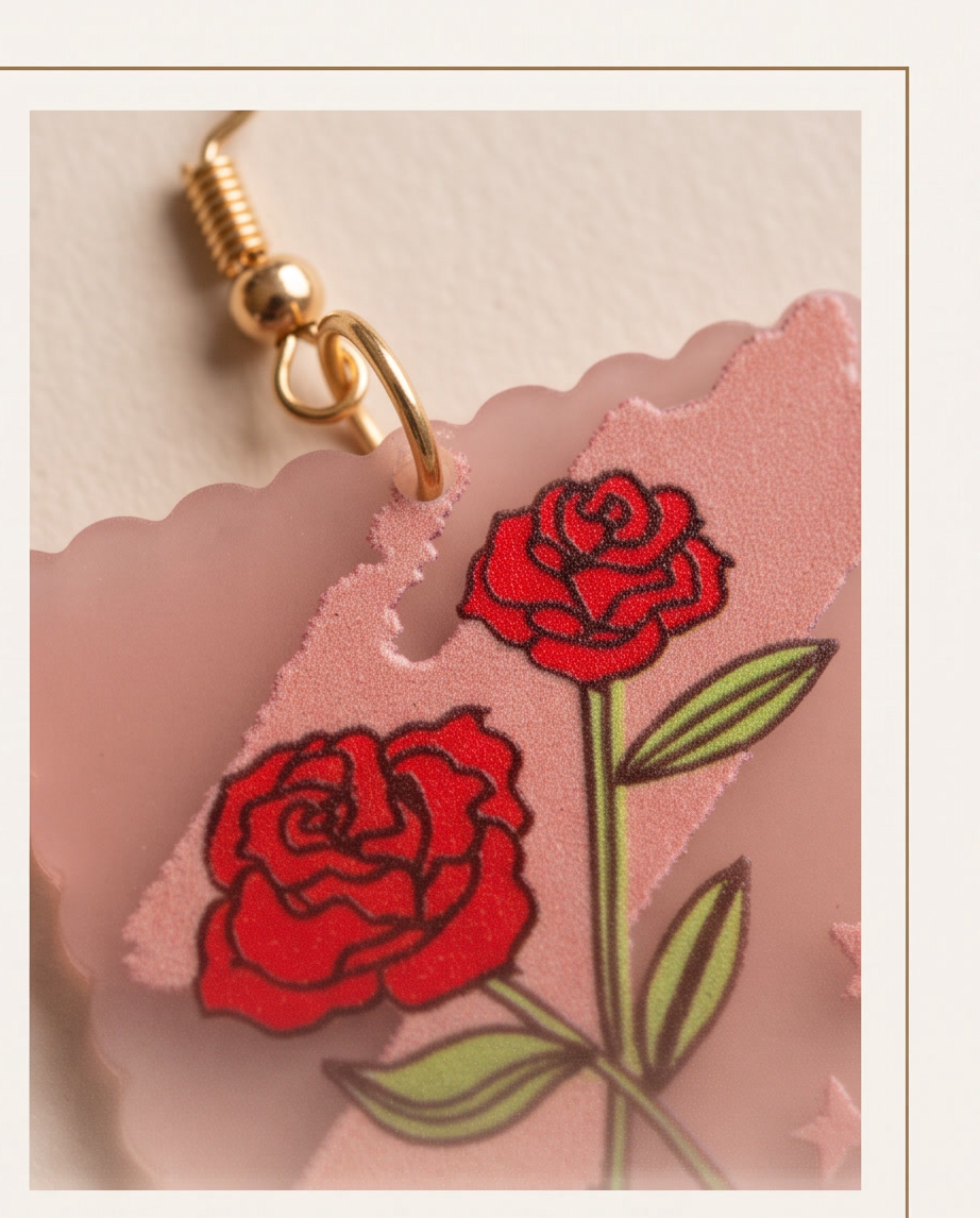 Rose Square Earrings