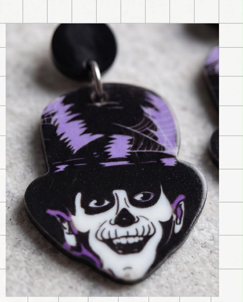 Skeleton Top Hat Earrings