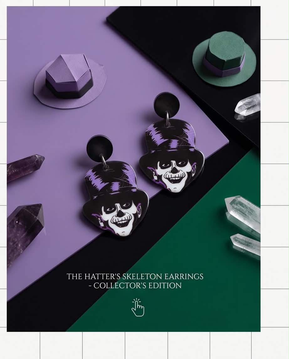 Skeleton Top Hat Earrings